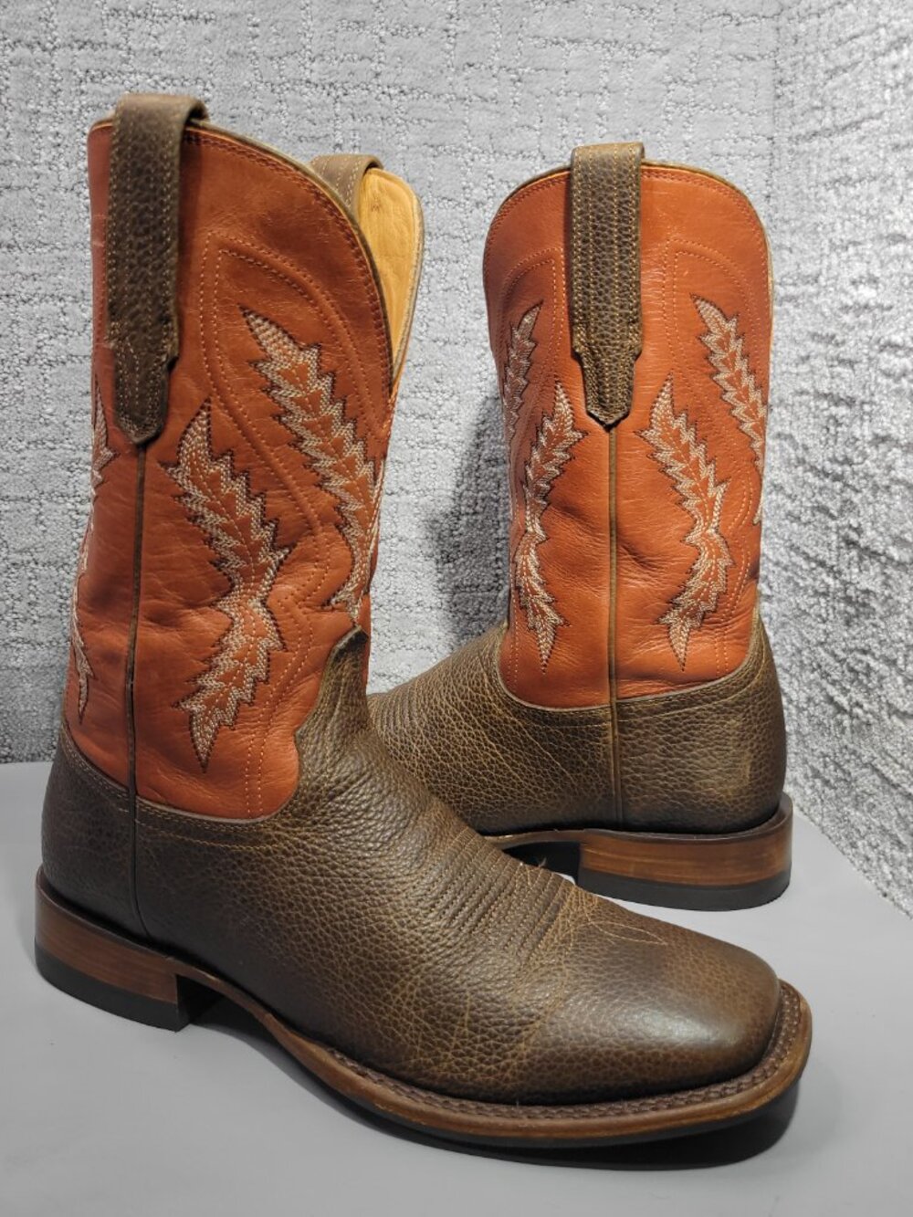 Tecovas The Doc Frontier Men's Size 11.5D Dark Chestnut & Rust Orange Boots - Picture 8 of 14